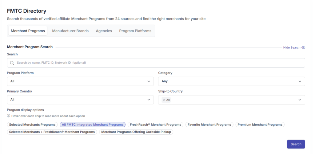 FMTC Program Directory: Find & Manage Affiliate Programs Faster